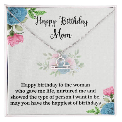 Happy Birthday Mom Zodiac Symbol Necklace