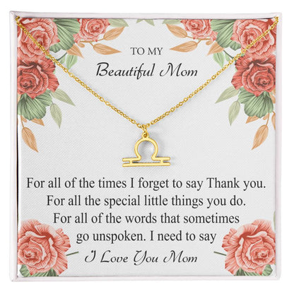 To My Beautiful Mom Zodiac Symbol Necklace