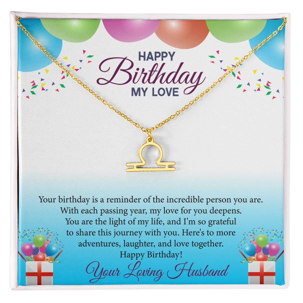 Happy Birthday My Love Zodiac Symbol Necklace