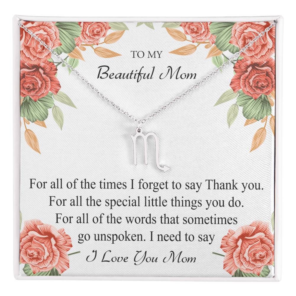 To My Beautiful Mom Zodiac Symbol Necklace