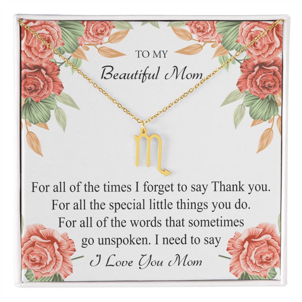 To My Beautiful Mom Zodiac Symbol Necklace