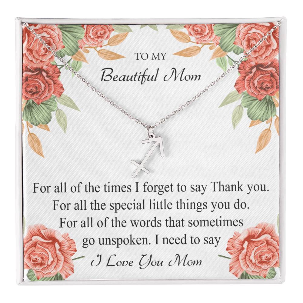 To My Beautiful Mom Zodiac Symbol Necklace