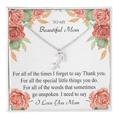 To My Beautiful Mom Zodiac Symbol Necklace