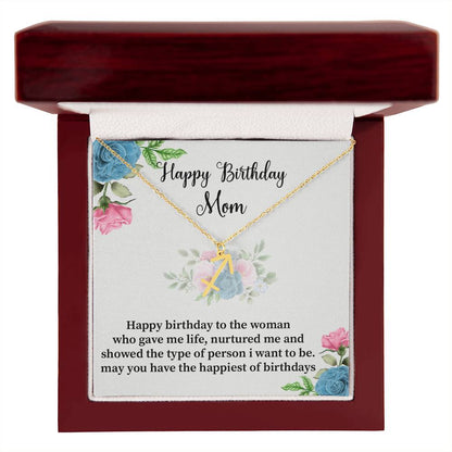 Happy Birthday Mom Zodiac Symbol Necklace