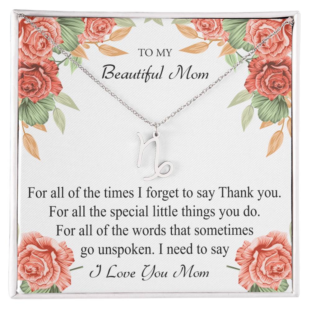 To My Beautiful Mom Zodiac Symbol Necklace