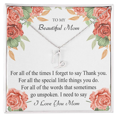 To My Beautiful Mom Zodiac Symbol Necklace