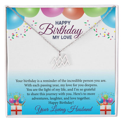 Happy Birthday My Love Zodiac Symbol Necklace