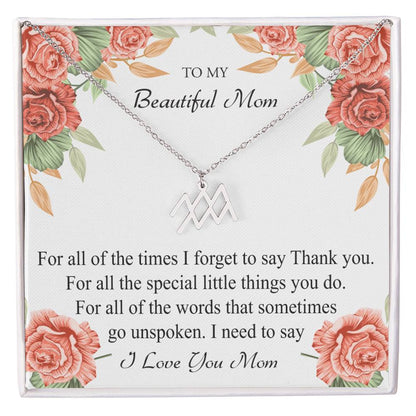 To My Beautiful Mom Zodiac Symbol Necklace