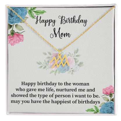 Happy Birthday Mom Zodiac Symbol Necklace