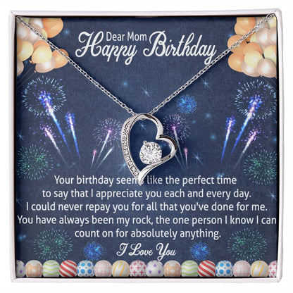 Dear Mom Happy Birthday Forever Love Necklace w/ MC