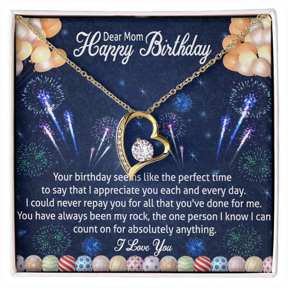 Dear Mom Happy Birthday Forever Love Necklace w/ MC