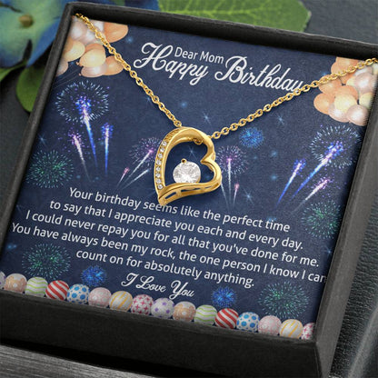 Dear Mom Happy Birthday Forever Love Necklace w/ MC