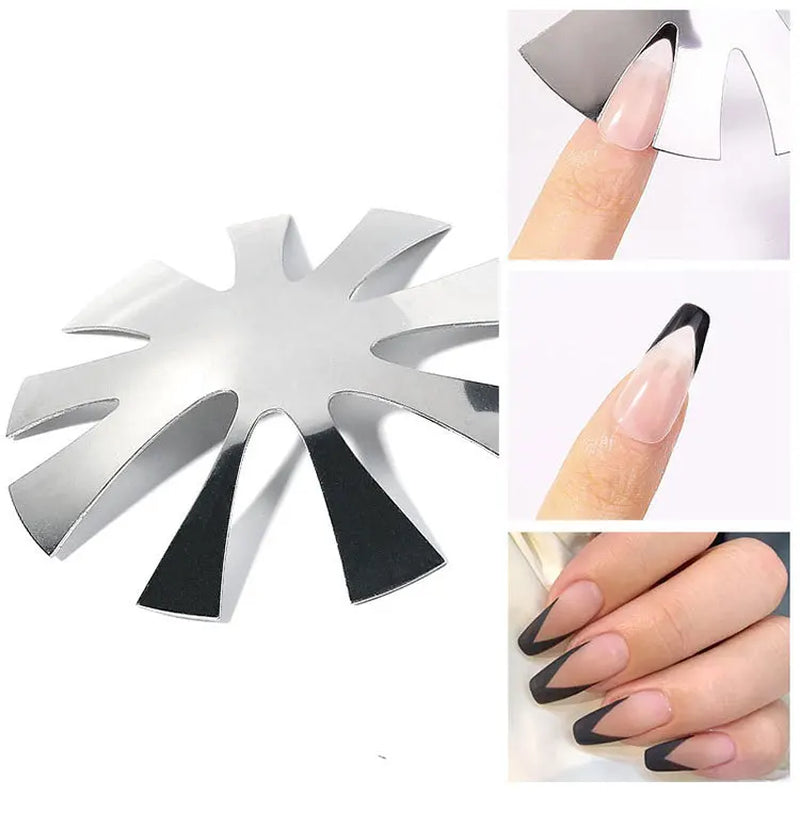 Pro 9 Sizes Easy French Smile Cut - V Line Almond Shape Manicure Edge Trimmer for Acrylic and French Nails