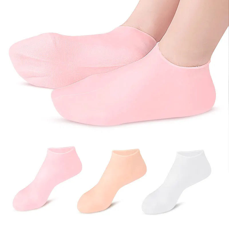 Silicone Moisturizing Exfoliating Gel Heel Socks - Callus Remover and Pain Relief Foot Care (1 Pair)