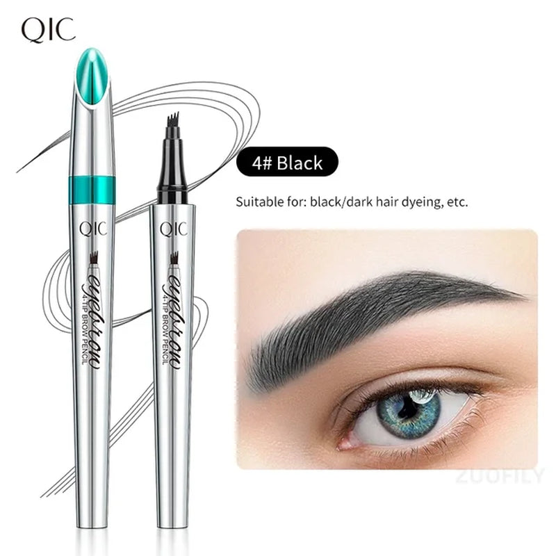 Waterproof 4-Point Eyebrow Pencil - Long-Lasting Microblade Brow Pen with Fork Tip