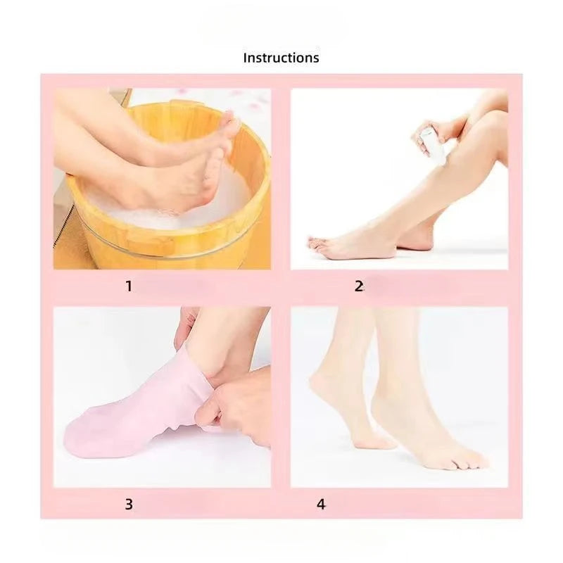 Silicone Moisturizing Exfoliating Gel Heel Socks - Callus Remover and Pain Relief Foot Care (1 Pair)